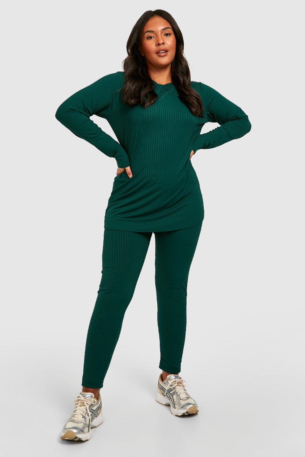 Plus Oversized Rib Top And Legging Loungewear Co ord boohoo